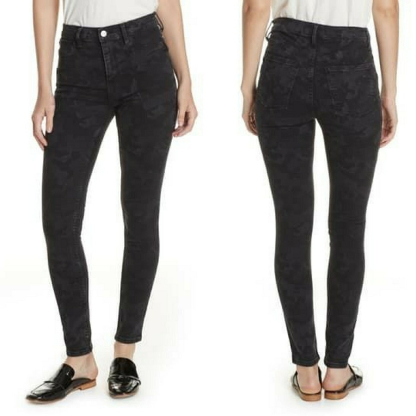 Free People Gray Camo High Waist Denim Leggings Size 26